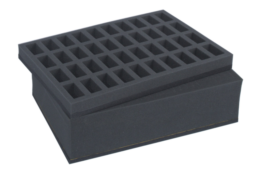 Combi BOX with 100mm deep raster foam tray and foam tray for 40 miniatures on 25mm bases 3