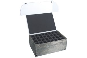 Combi BOX with 100mm deep raster foam tray and foam tray for 36 miniatures on 32mm bases 1
