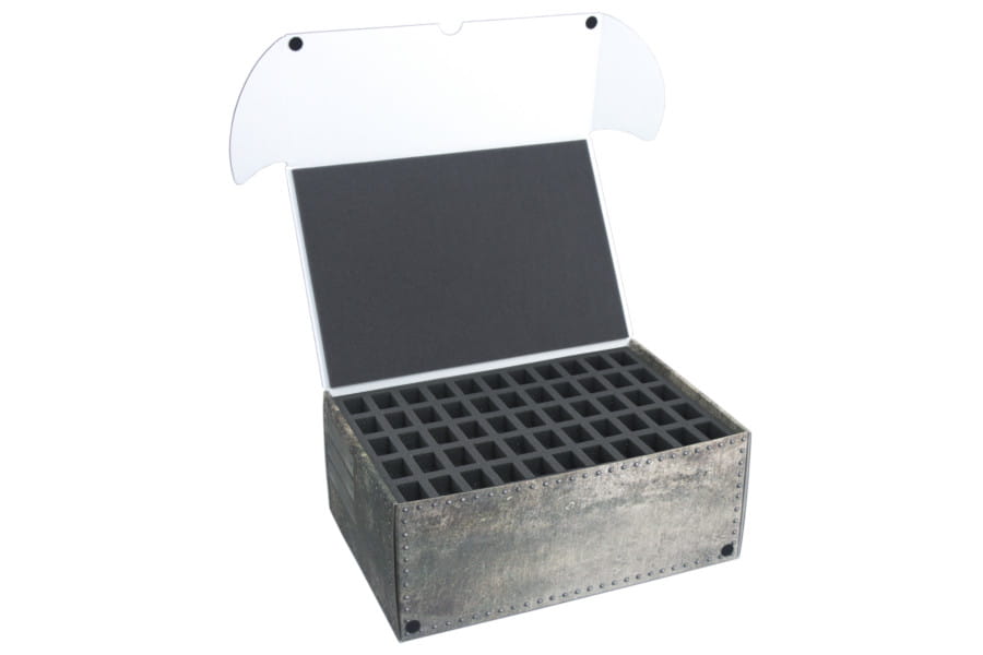 Combi box with 68mm deep raster foam tray and for 110 small minis on 25mm bases 1