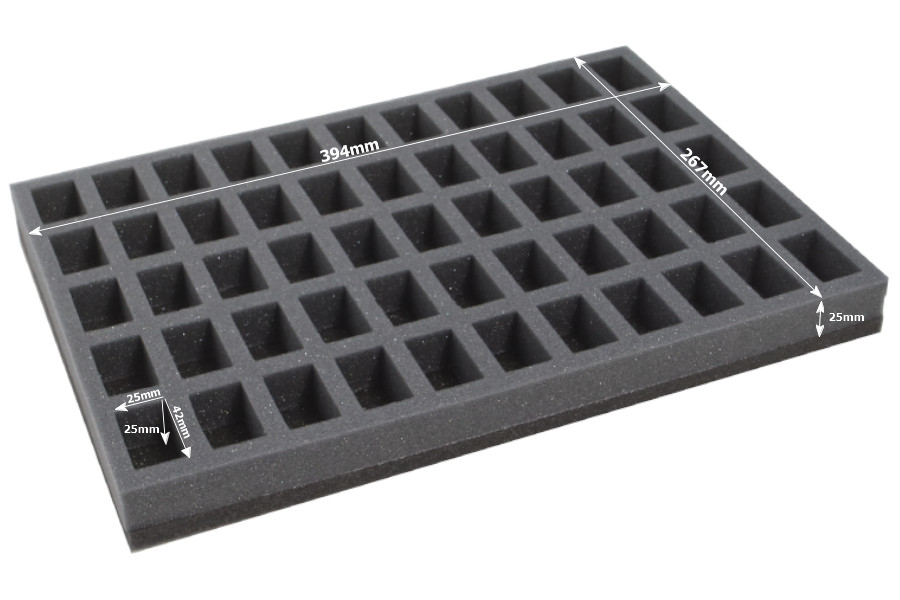 Combi box with 68mm deep raster foam tray and for 110 small minis on 25mm bases 3