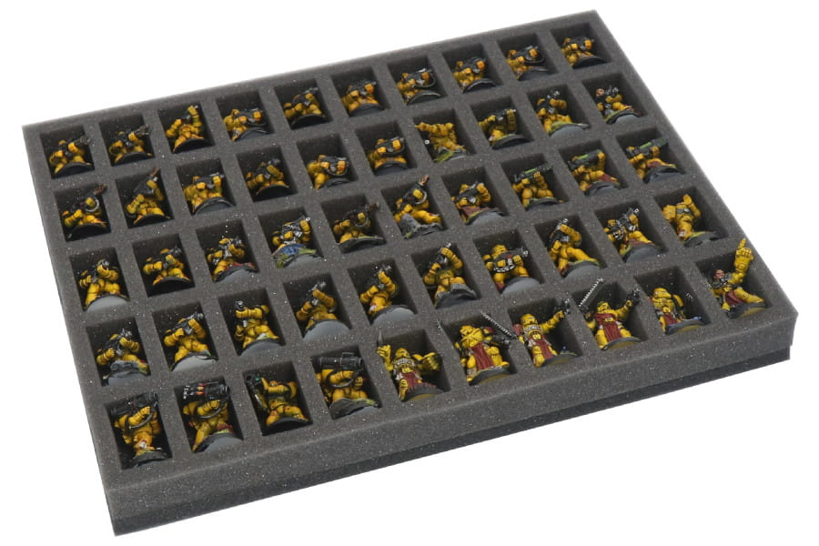 Foam tray for 50 miniatures on 25mm bases for old cases 2