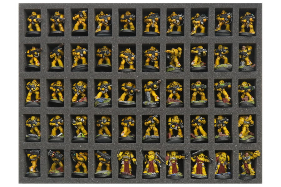 Foam tray for 50 miniatures on 25mm bases for old cases 3