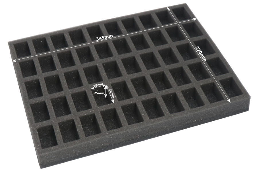 Foam tray for 50 miniatures on 25mm bases for old cases 4