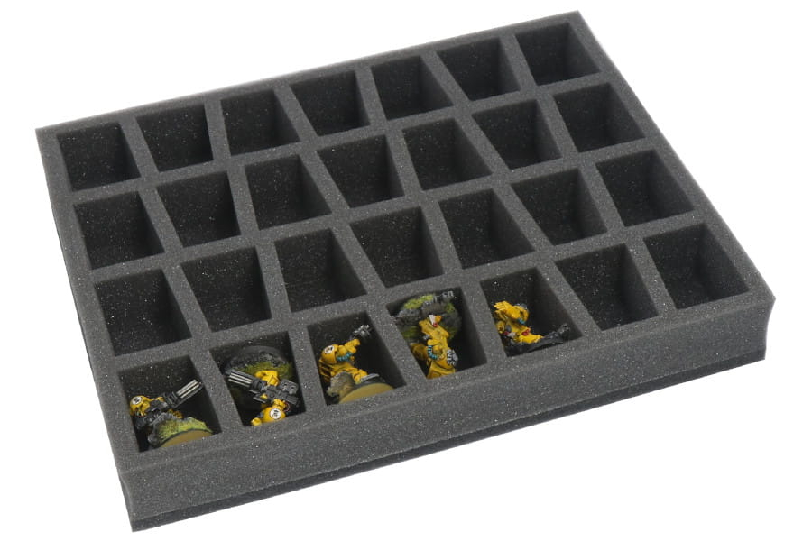 Foam tray for 28 miniatures on 40mm bases for old cases 2