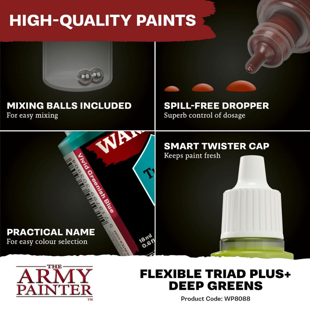 The Army Painter - Flexible Triad PLUS+: Deep Greens Paint Set 5