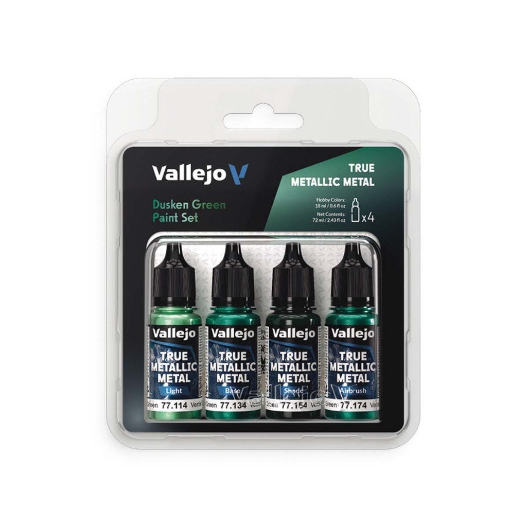 Vallejo True Metallic Metal: Paint Set - Dusken Green (x4 Colours) 1