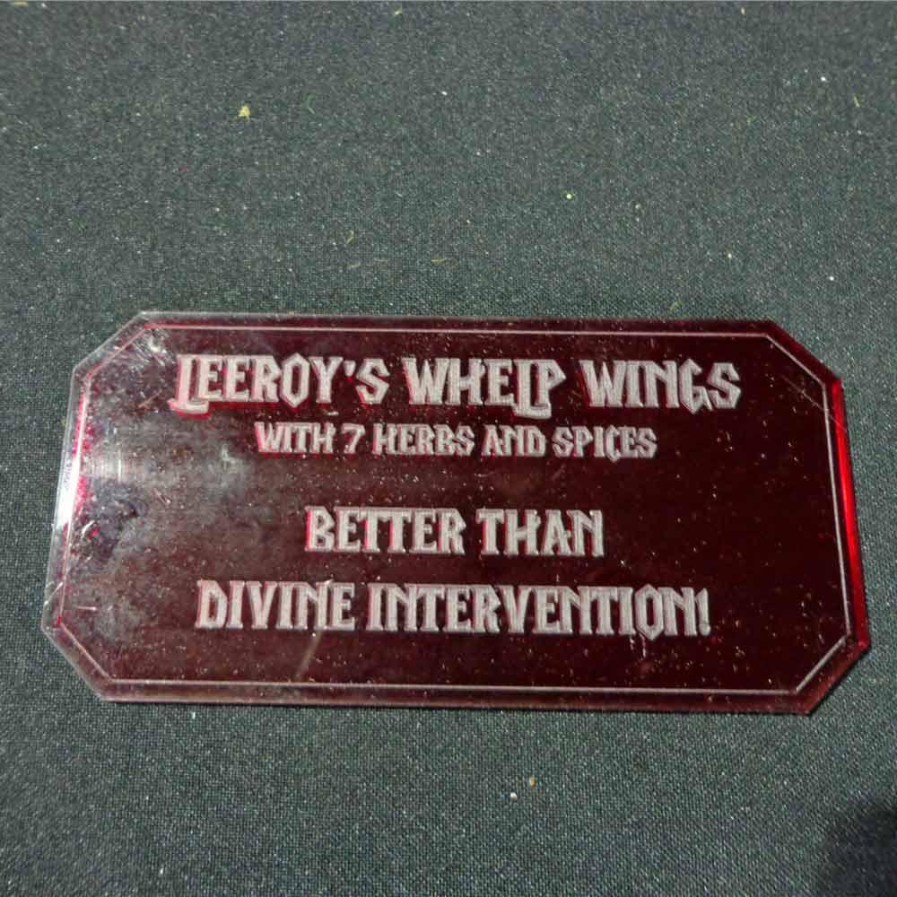 Sign C (Leeroy's Whelp Wings) with stand 1