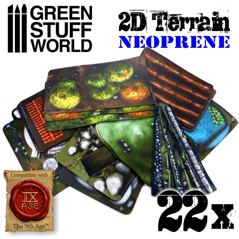 2D Neoprene Terrain set - 22 pieces 3