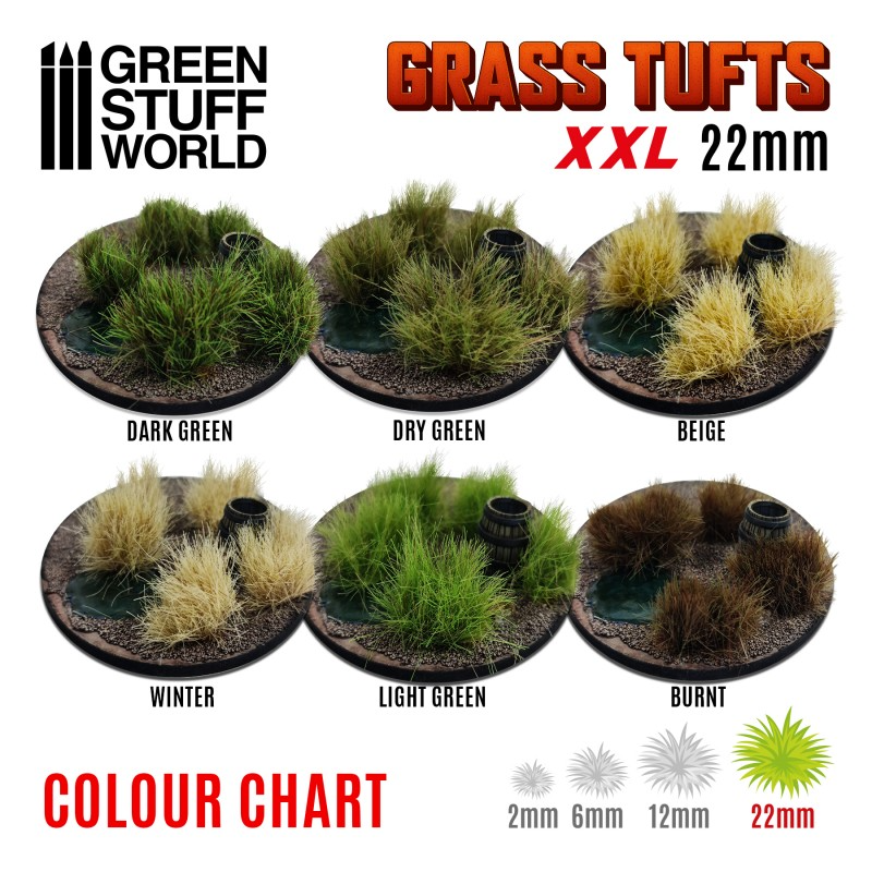 Grass Tufts XXL - 22mm self-adhesive - Dry Green 3