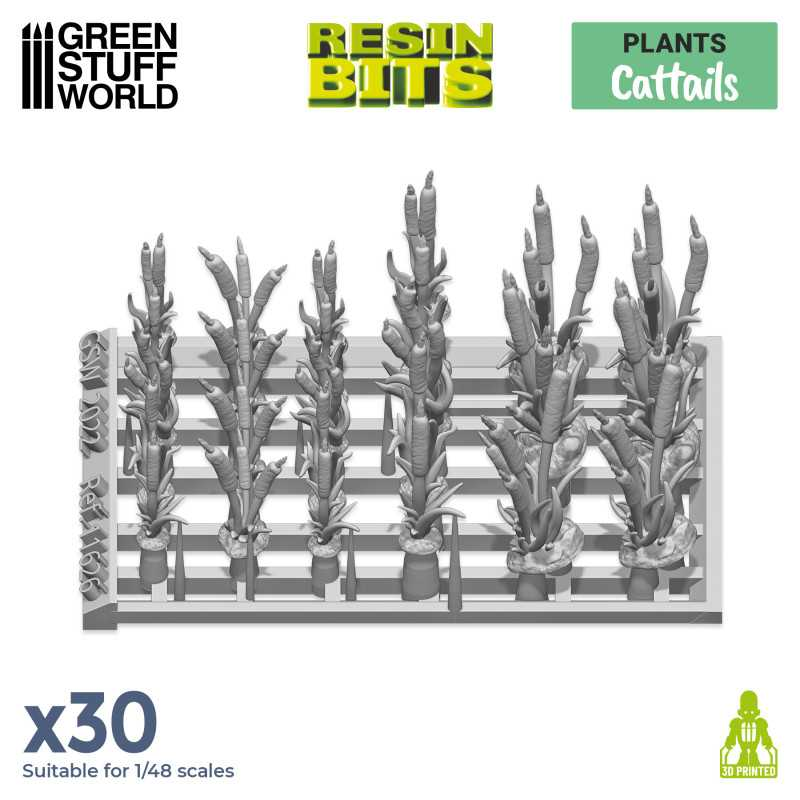 3D Printed Set: Cattails Plants 2