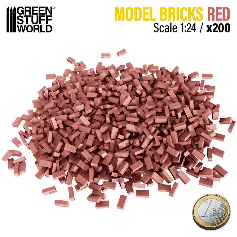 Miniature Bricks - Red x200 1:24 1