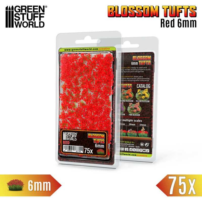 Blossom Tufts - 6mm - Red Flowers 2