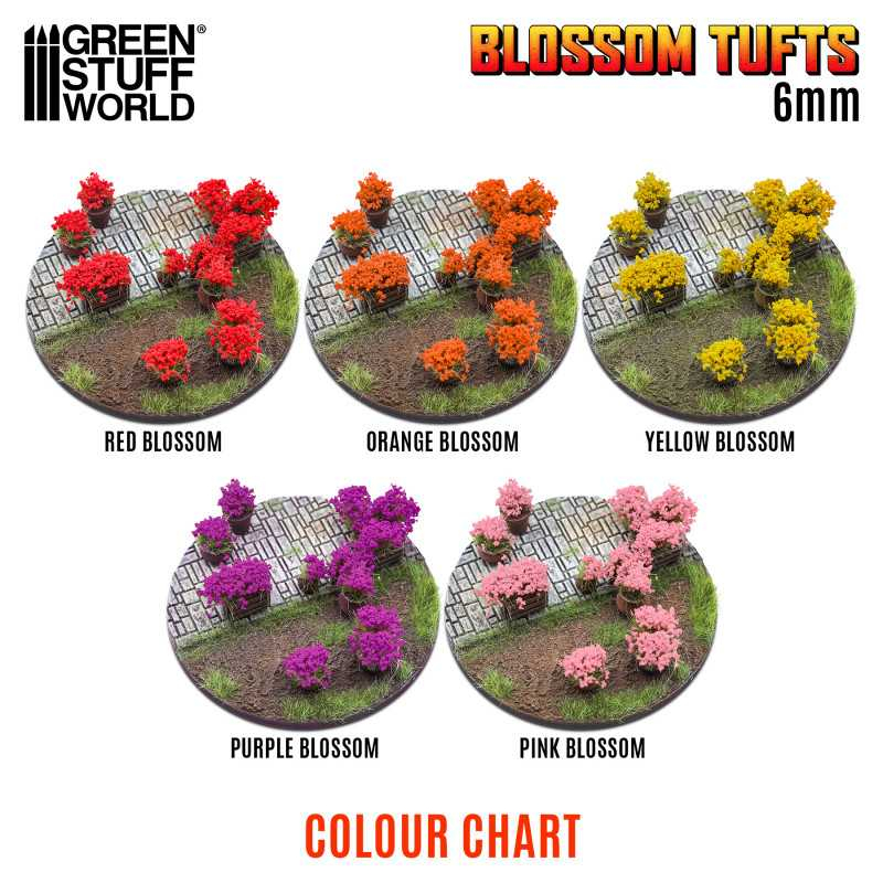 Blossom Tufts - 6mm - Red Flowers 3