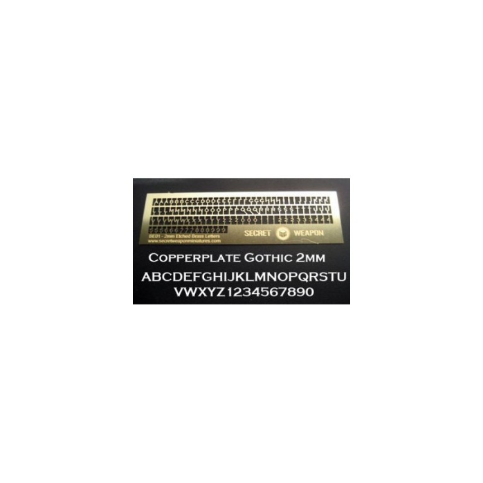 Brass Etch Letters: 2mm Copperplate Gothic 1
