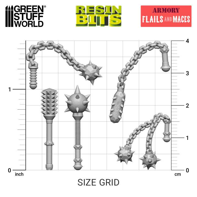 3D printed set - Flails and Maces 3