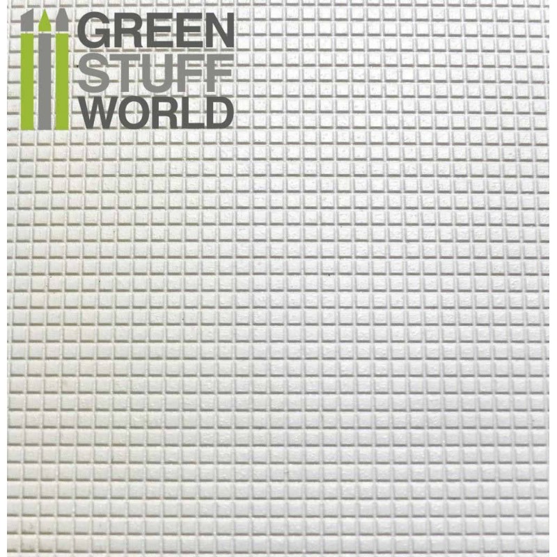 ABS Plasticard - SMALL SQUARES Textured Sheet - A4 1