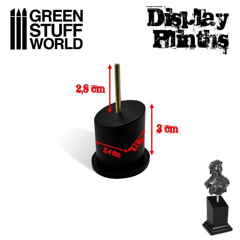 Tapered Round Bust Plinth 2,5x2,5cm Black 2