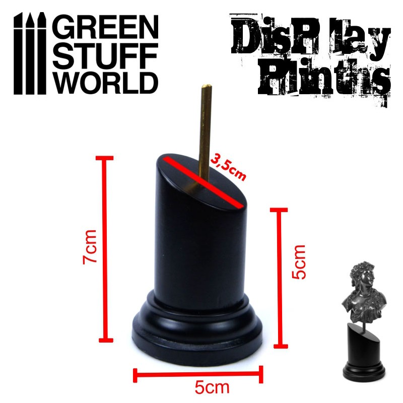 Tapered Round Bust Plinth 3.5x3.5cm Black 2
