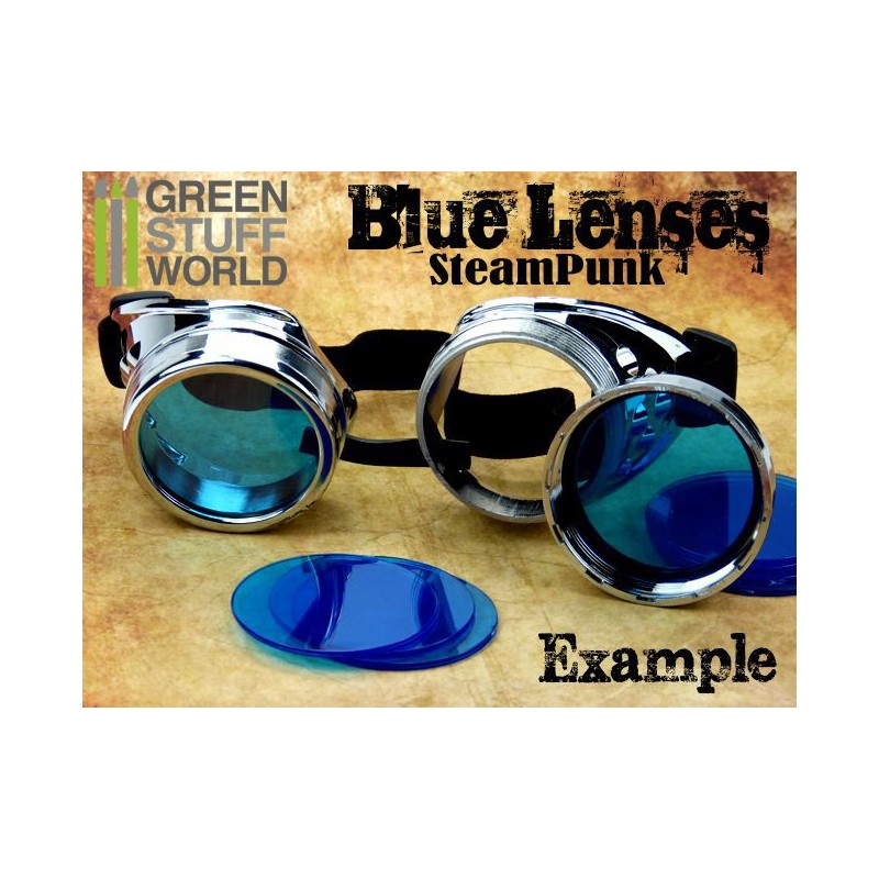 1x pair LENSES for Steampunk Goggles - Color BLUE 2