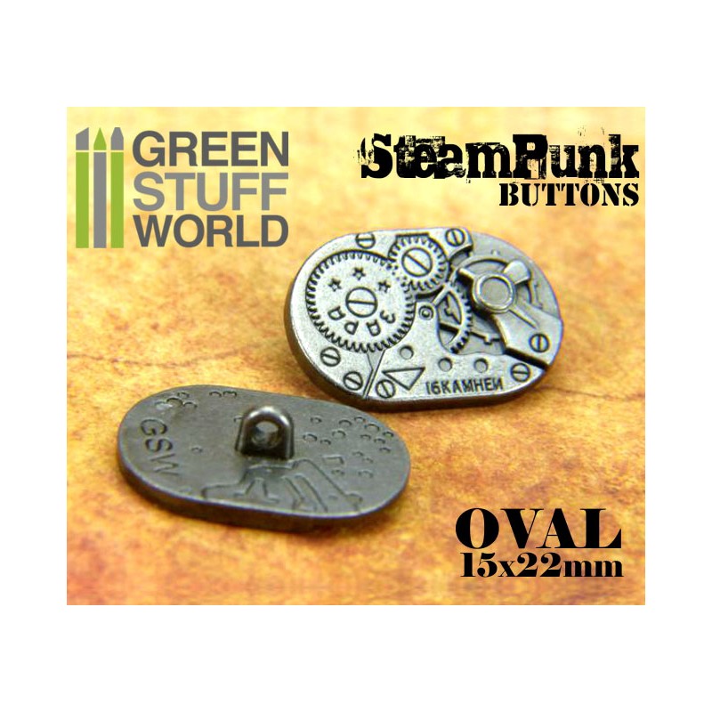 8x Steampunk Oval Buttons WATCH MOVEMENTS - Silver 2