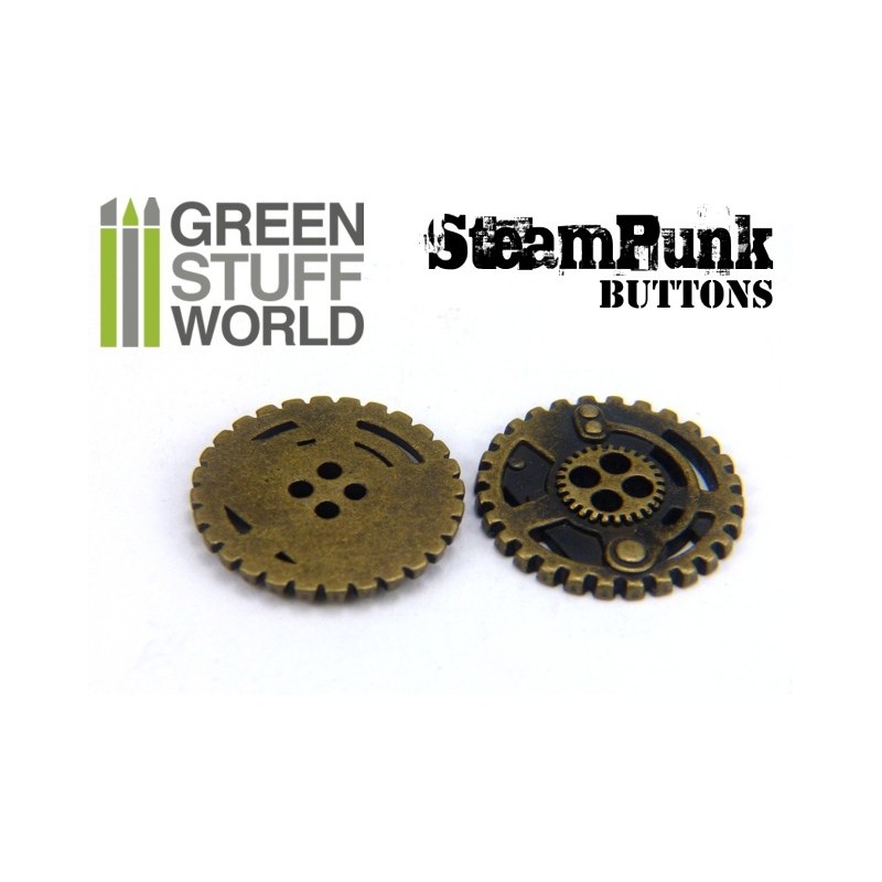 8x Steampunk Buttons SPROCKET GEARS - Bronze 2