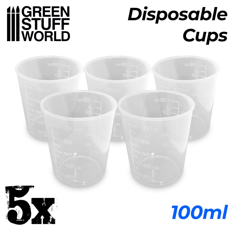 5x Disposable Measuring Cups 100ml 2