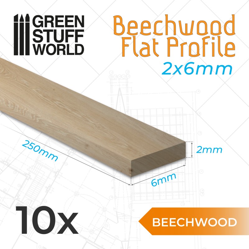 Beechwood flat profile - 6x250mm 1