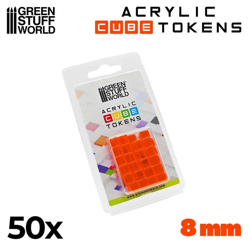 Gaming Tokens - Orange Cubes 8mm 2