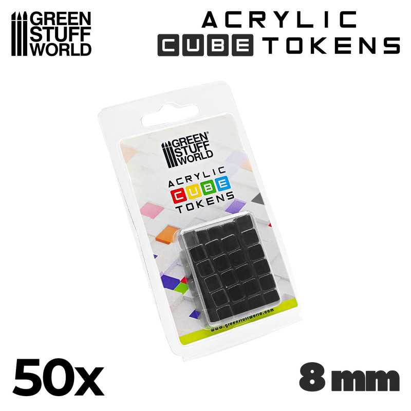Gaming Tokens - Black Cubes 8mm 2