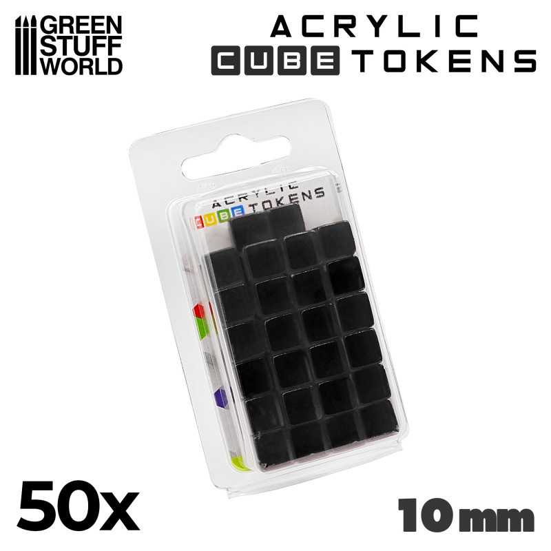 Gaming Tokens - Black Cubes 10mm 2