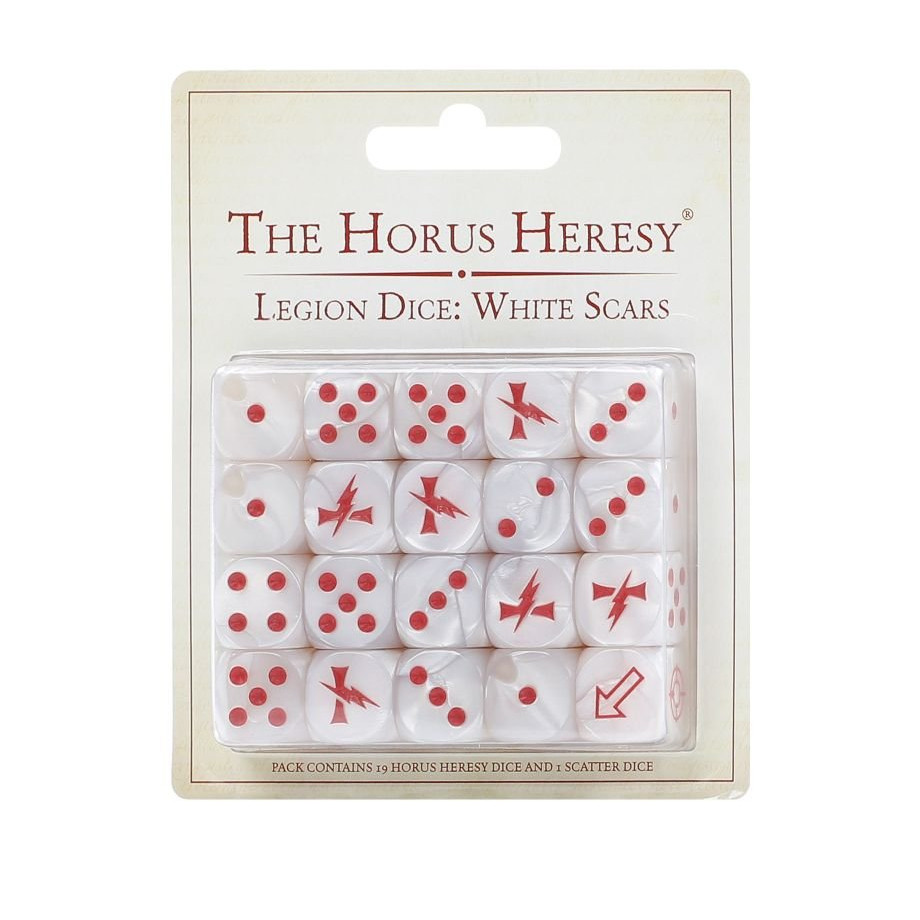 Dés White Scars – Lot De 20 – Chiffres Rouges – Pour Warhammer 40K