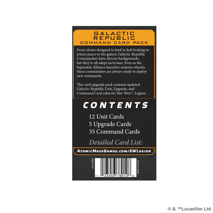 Star Wars: Legion - Galactic Republic Command Card Pack 2