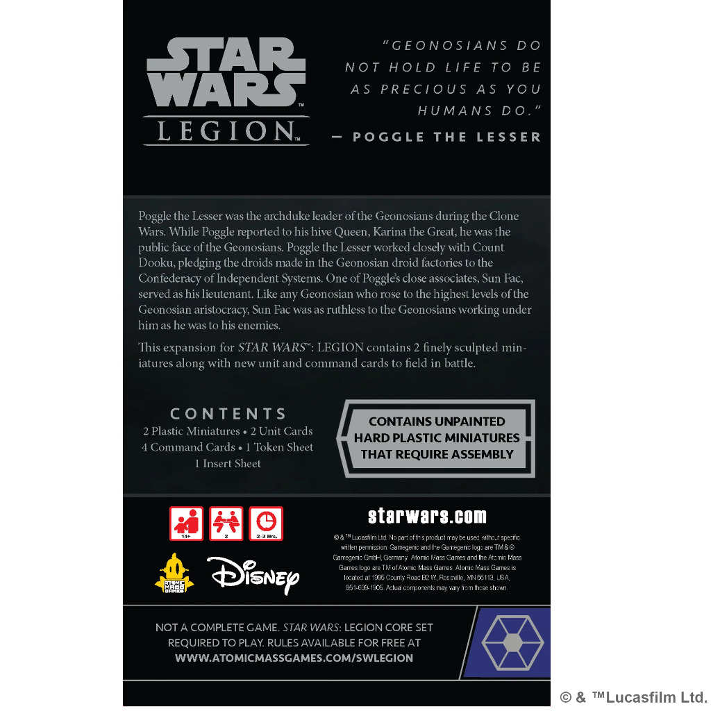 Star Wars Legion: Sun Fac & Poggle the Lesser Commander Expansion 2