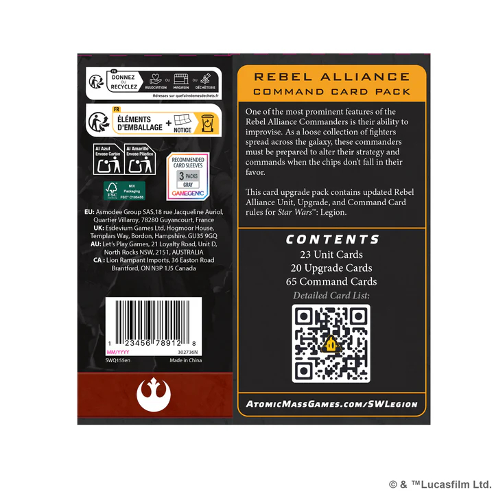 Star Wars: Legion - Rebel Alliance Command Card Pack 2