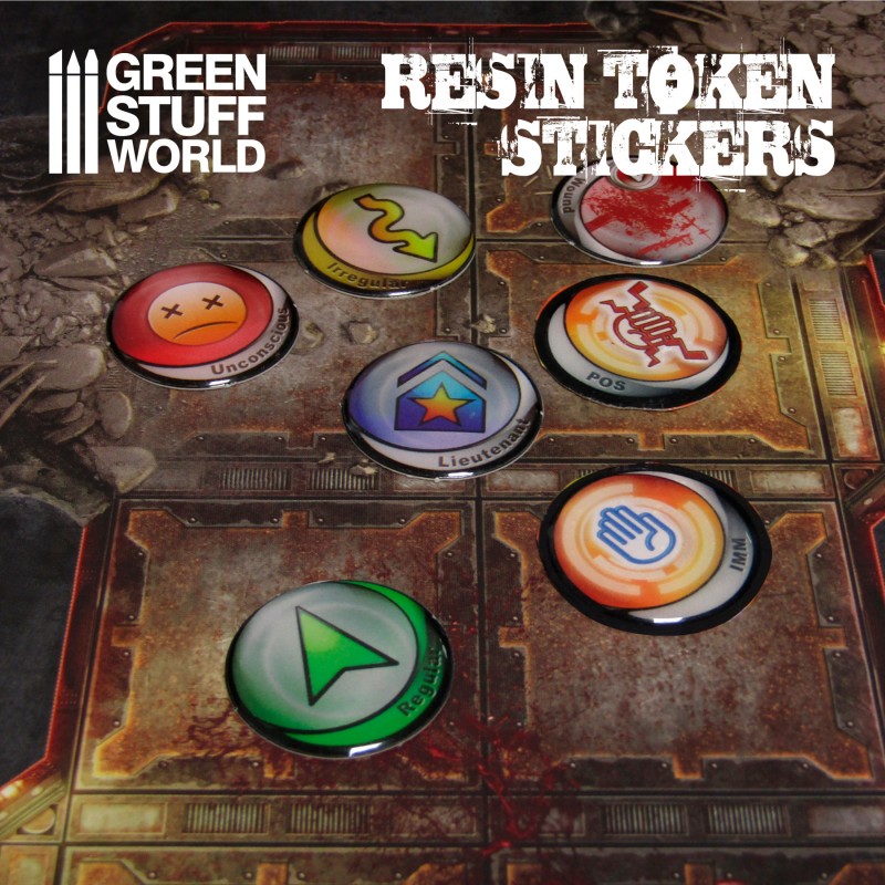 12x Resin Token Stickers 40mm 3
