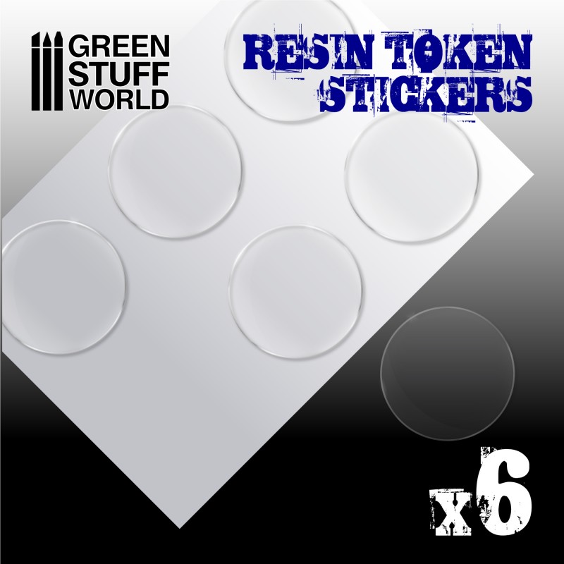 6x Resin Token Stickers 50mm 2