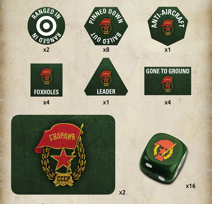 Soviet Guards Gaming Set (x20 Tokens, x2 Objectives, x16 Dice) 2