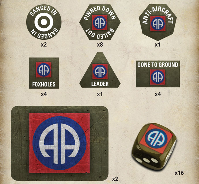 82nd Airborne Tin (x20 Tokens, x2 Objectives, x16 Dice) 2