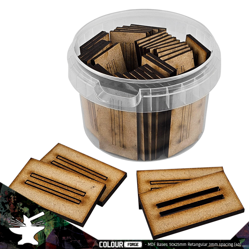 MDF Bases - 50x25mm Rectangular - 3mm spacing (35) 1