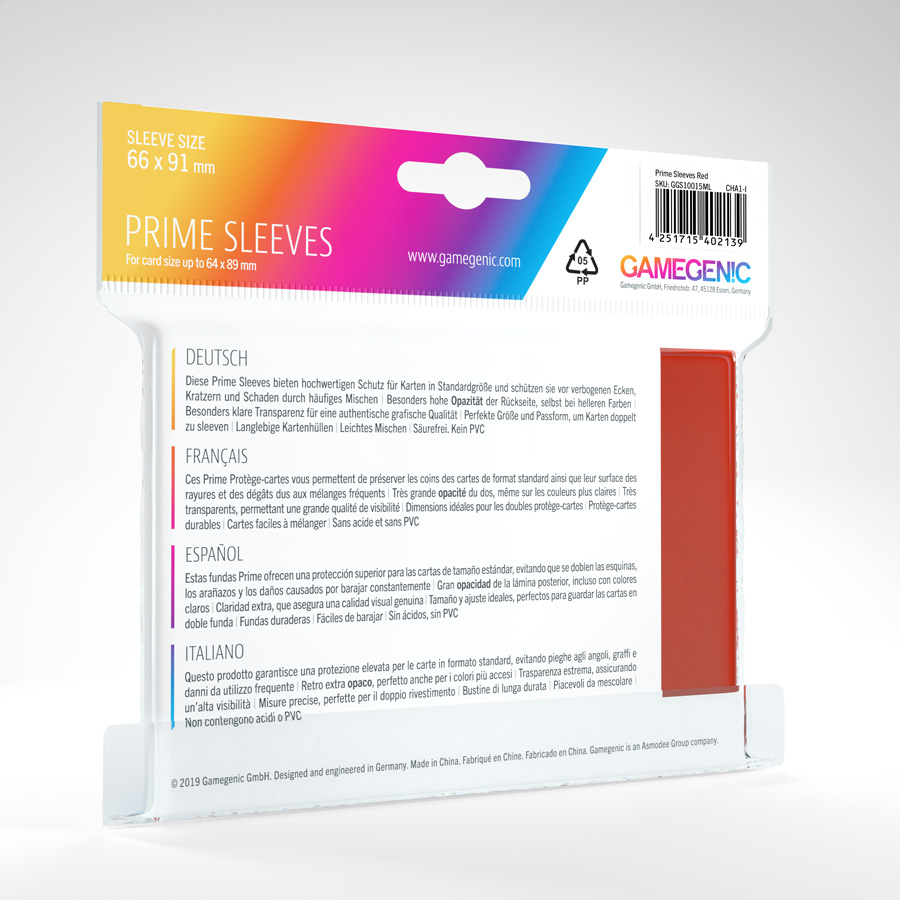 Gamegenic Prime Sleeves Red (100 pack) 2
