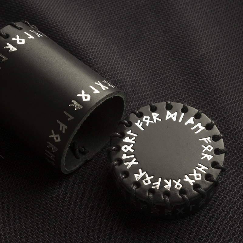 Runic Black Leather Dice Cup 3