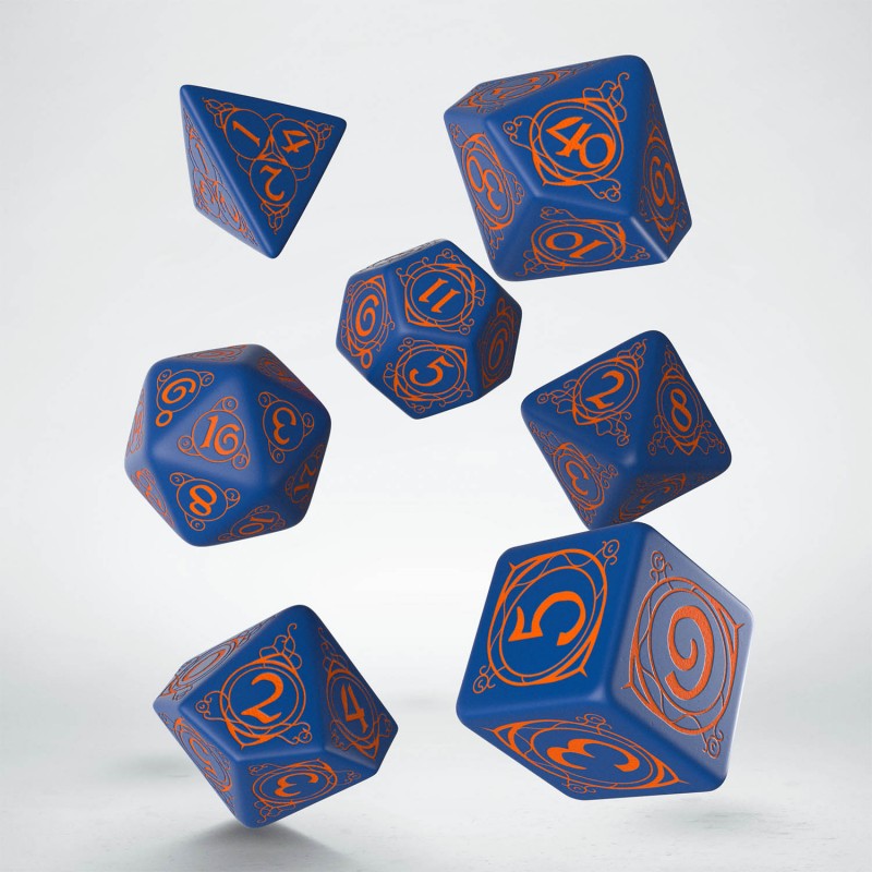 Wizard Dark Blue & Orange Dice Set (7) 2