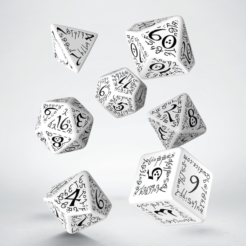 Elvish White & black Dice Set (7) 2