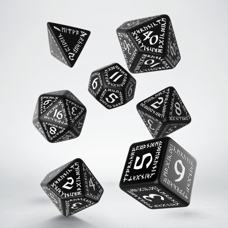 Runic Black & white Dice Set (7) 2