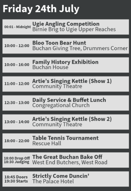 Peterhead Scottish Week Programme for Fri 24th July