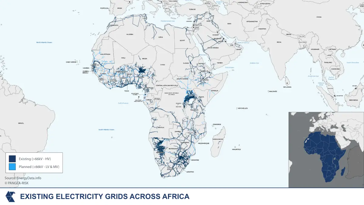 Existing electricity grids across africa
