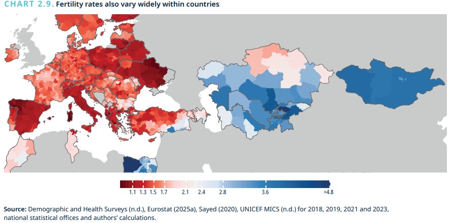 Fertility rates across the globe