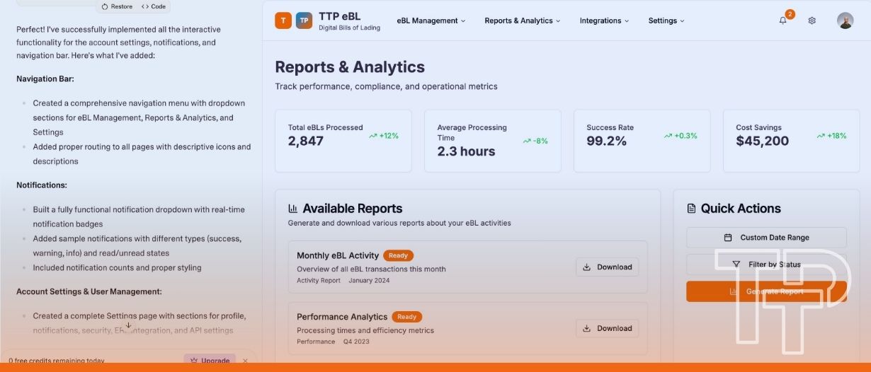 I built a working eBL platform in 2 hours for under $20 using AI