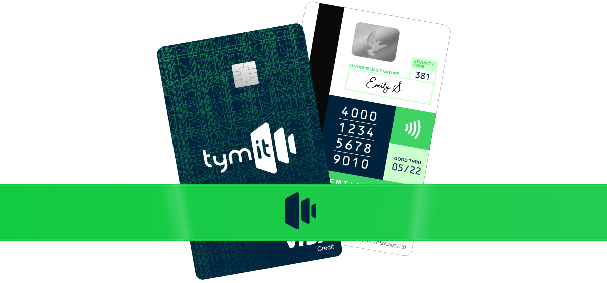 Image with an example of a Tymit credit card