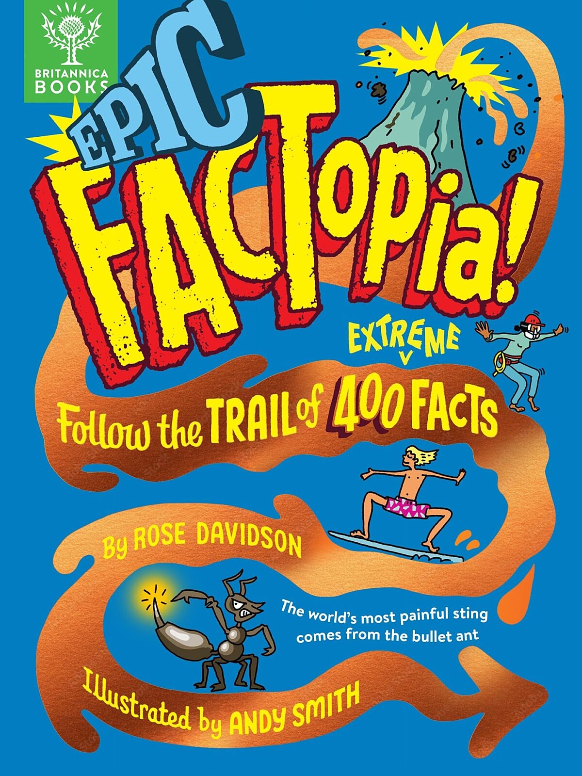 Blue cover with an orange swirl.